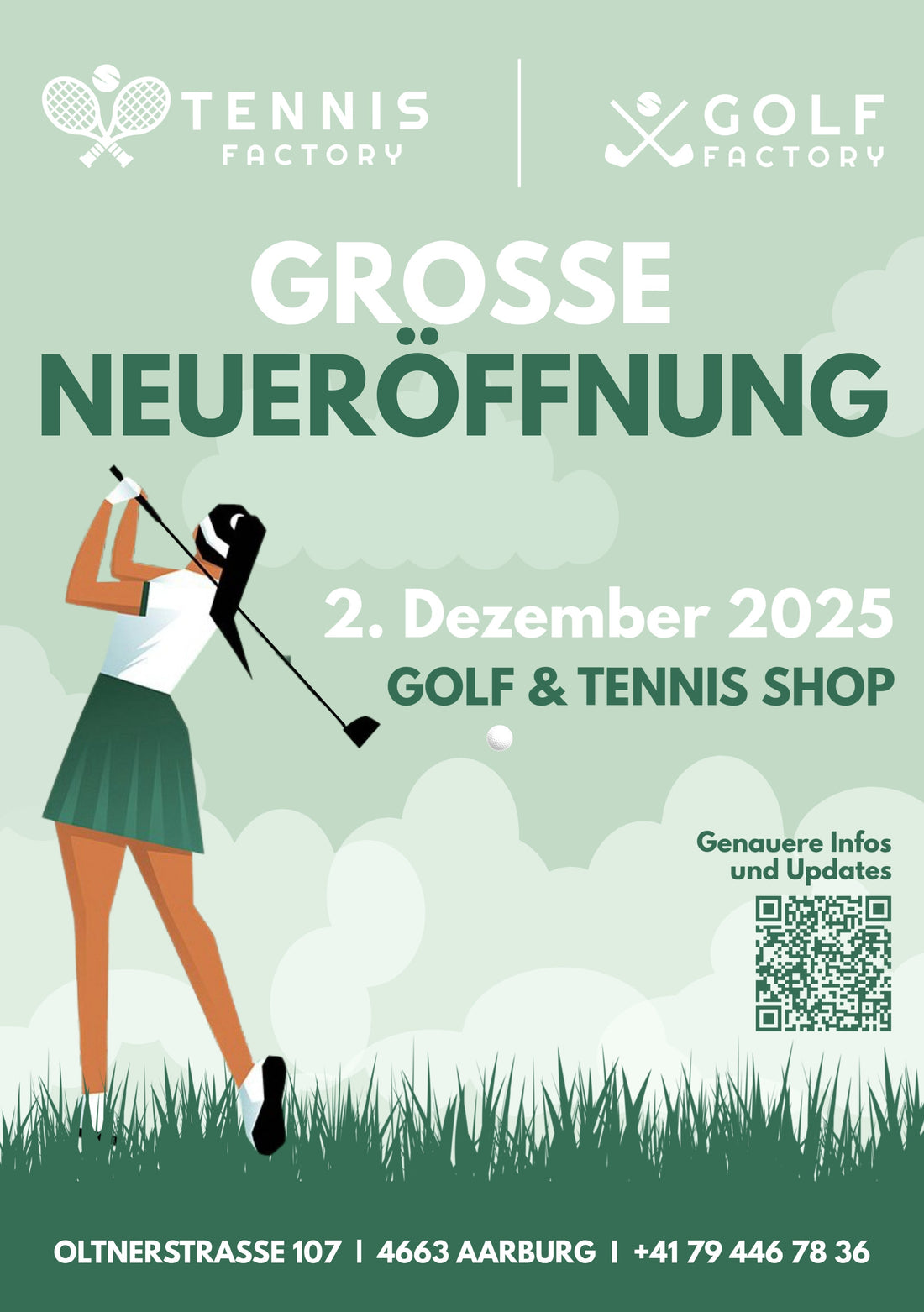 Tennis Factory & Golf Factory Aarburg – unser neuer Megastore eröffnet am 02.12.2025