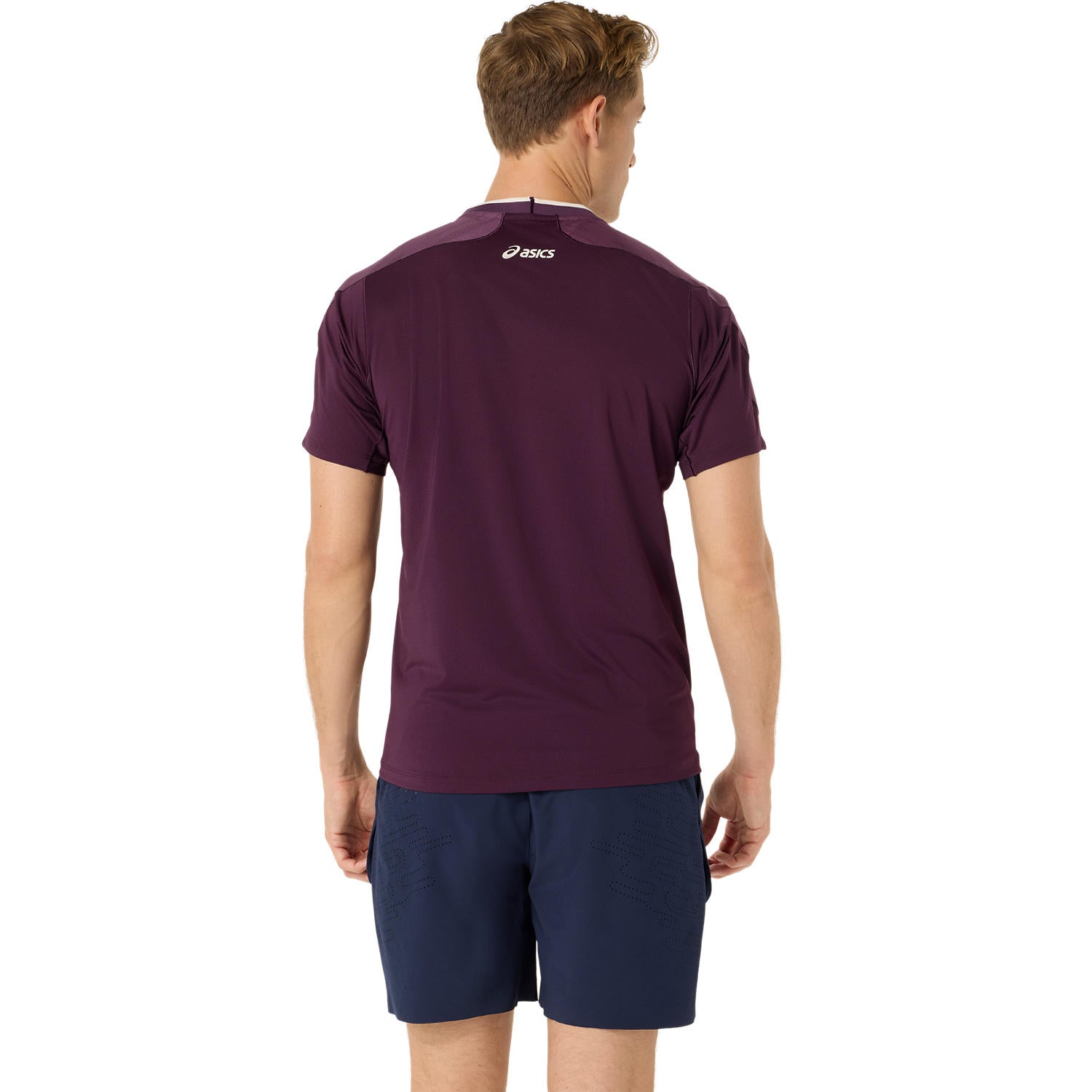 Match Jacquard SS Top Herren Aubergine