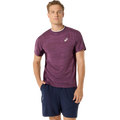 Haut homme à manches courtes jacquard assorti, couleur aubergine