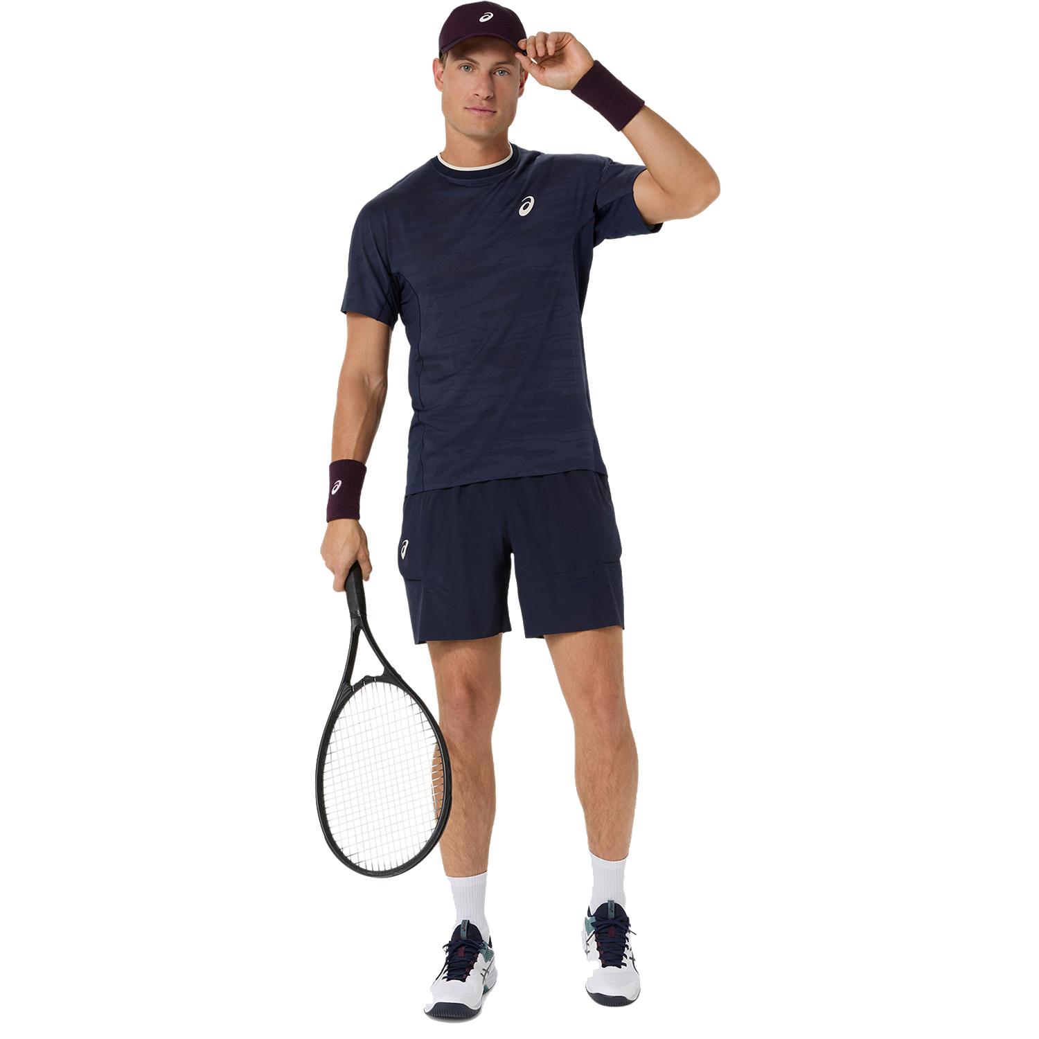 Short homme bleu marine découpé au laser de 18 cm