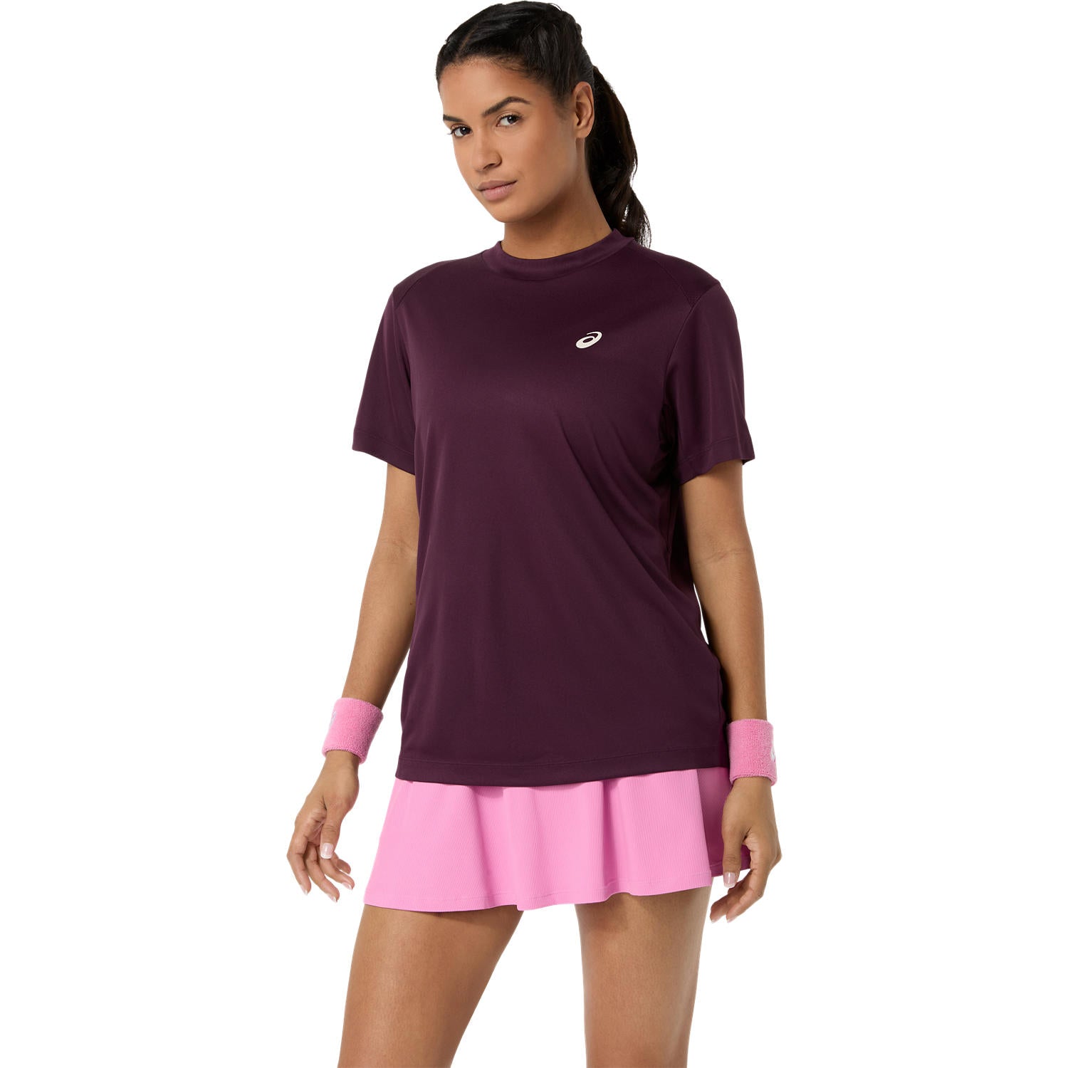 Court SS Top Damen Aubergine