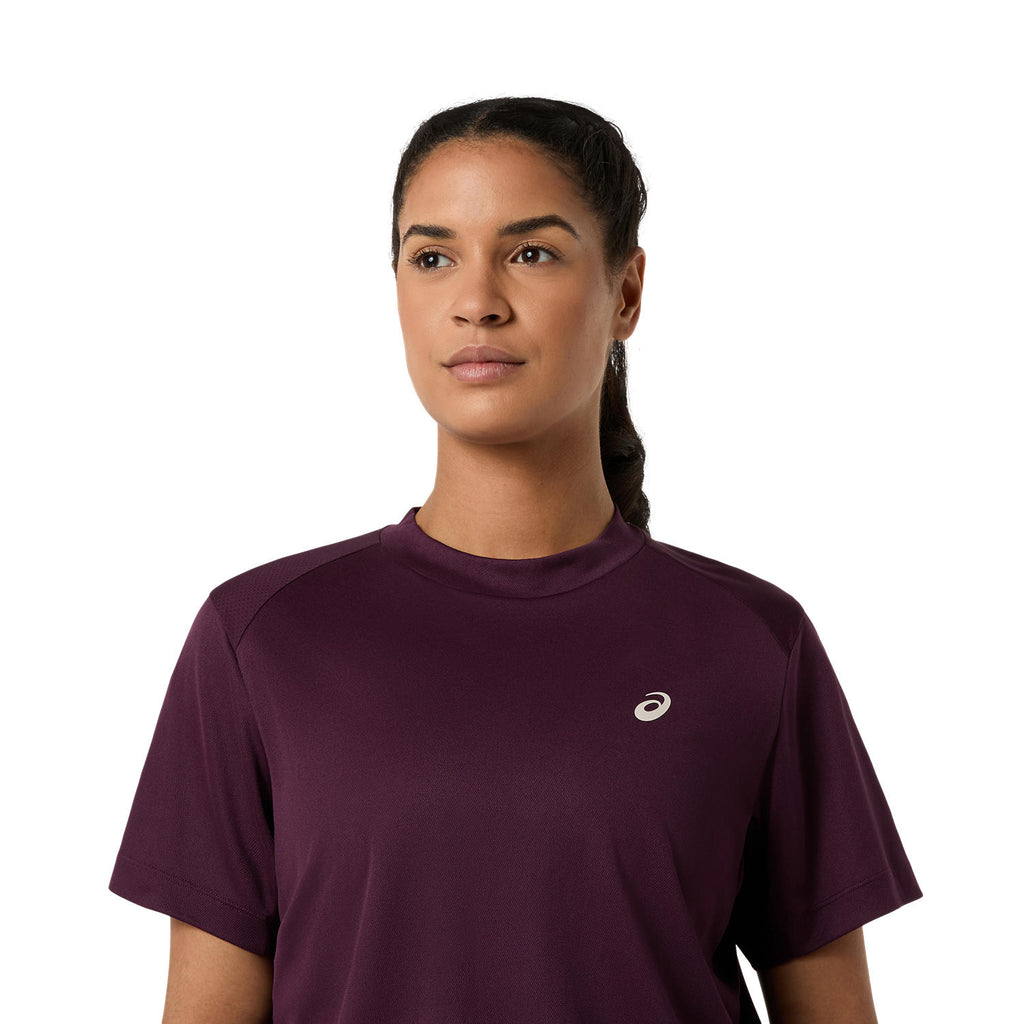 Haut Court SS pour femme, couleur aubergine