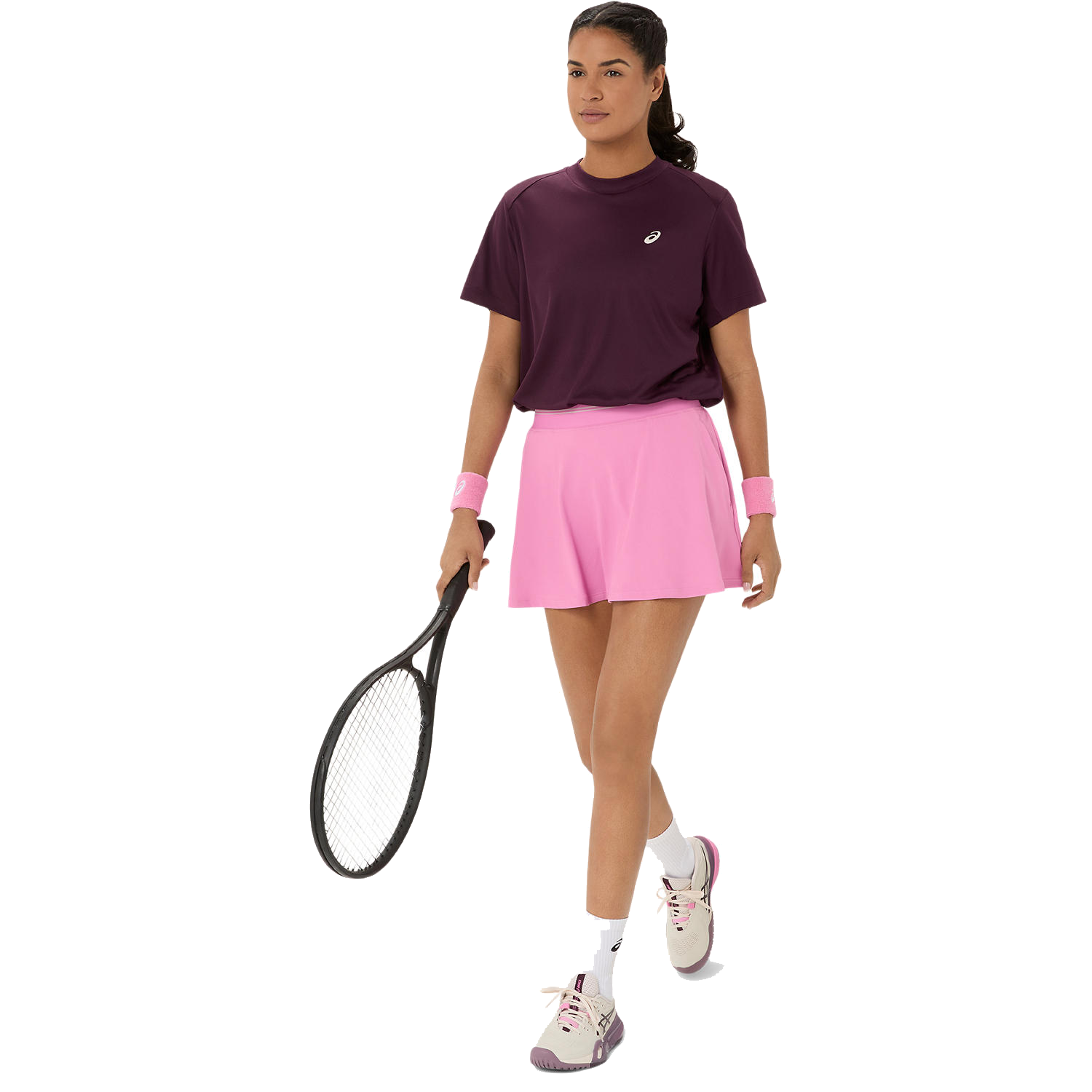 Haut Court SS pour femme, couleur aubergine