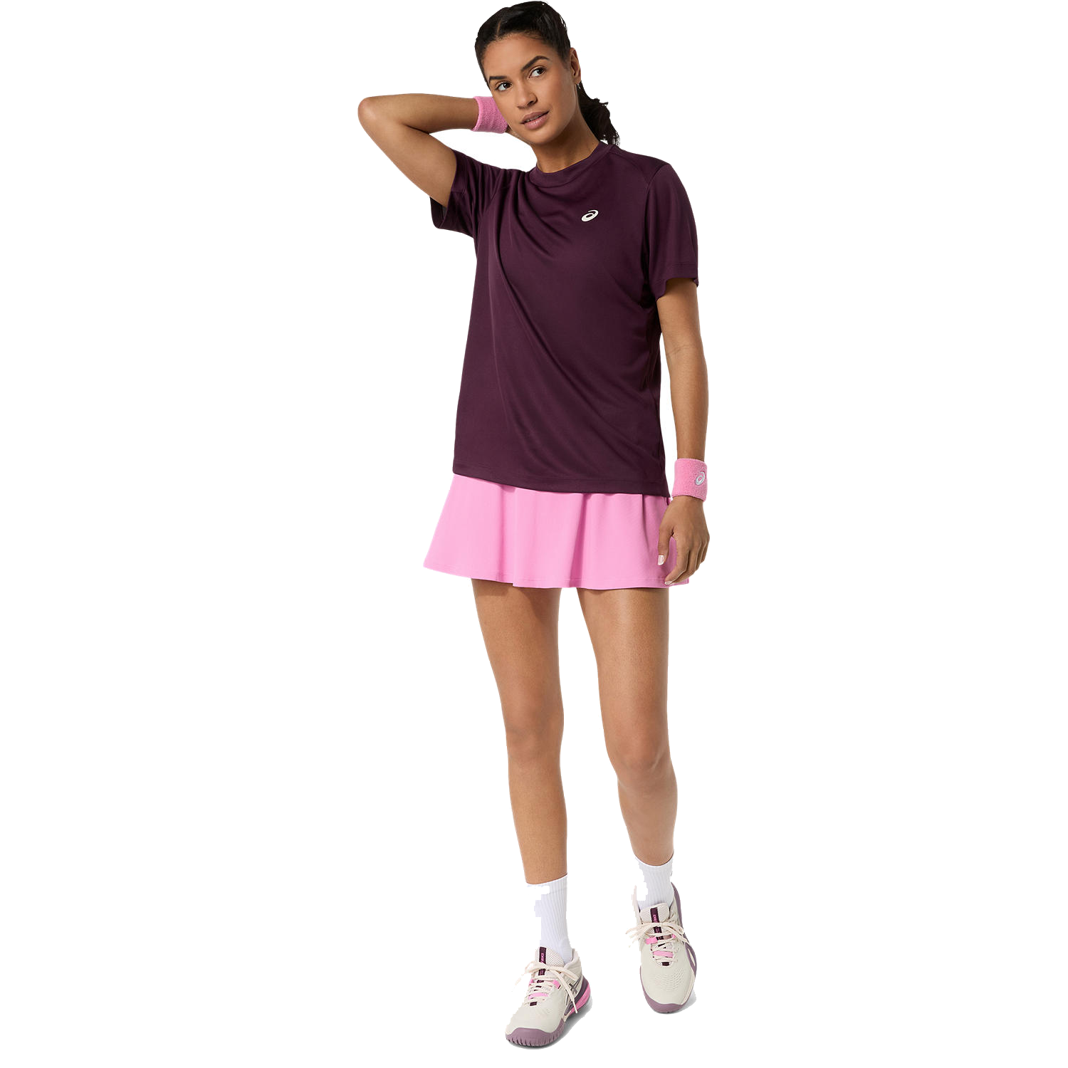 Haut Court SS pour femme, couleur aubergine