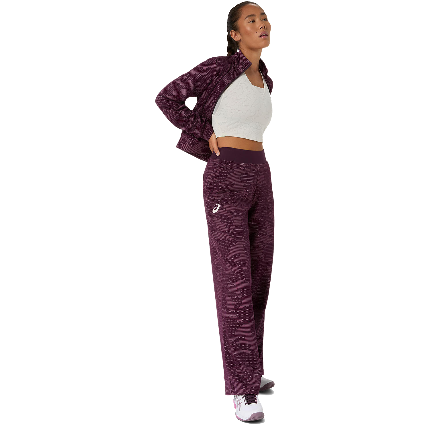 Pantaloni Match da donna color melanzana