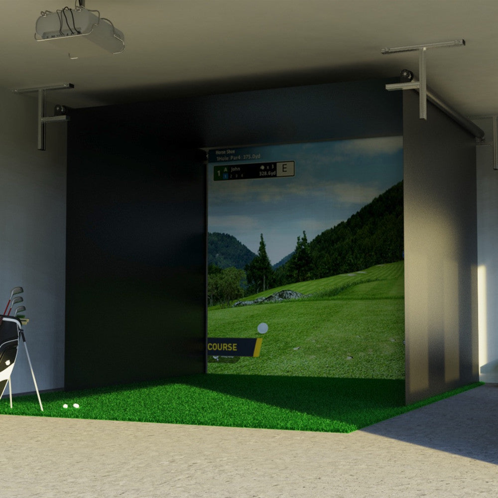 Vanish 13 einfahrbares Golfsimulator-Studio 3,7 x 3 x 1,5 m Handkurbel