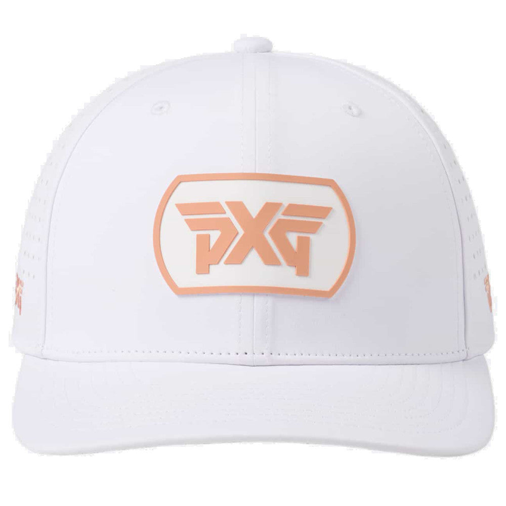 Dog Tag Structured Low Crown Snapback Cap Weiss/Orange