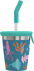 Kids Straw Cup Blue World Trinkflasche