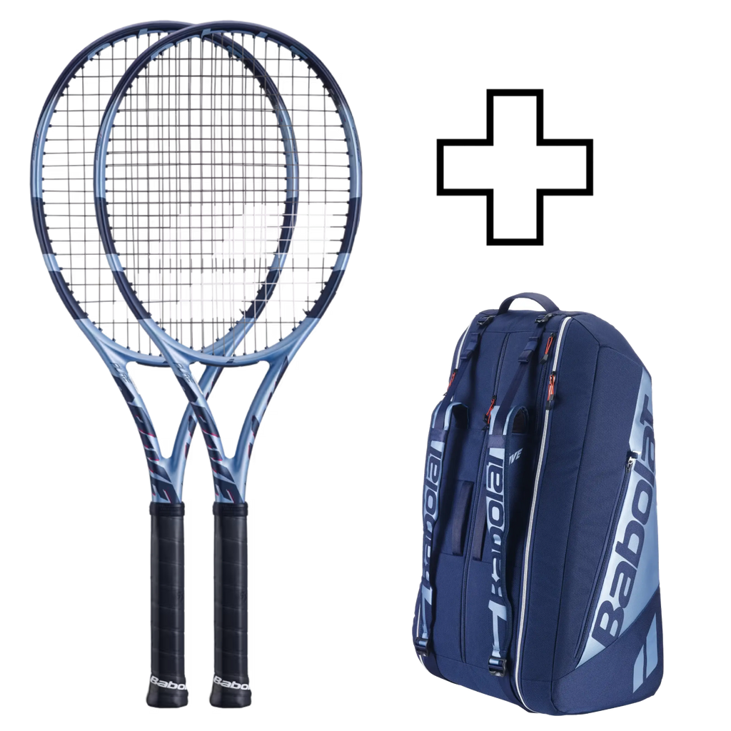 2x Pure Drive tennis rackets + racket bag