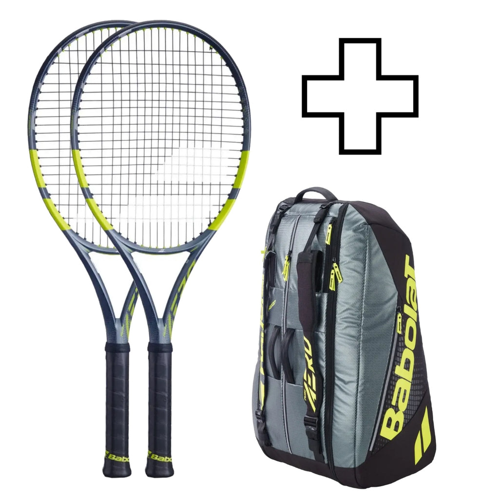 2x Pure Aero Tennisschläger + Schlägertasche