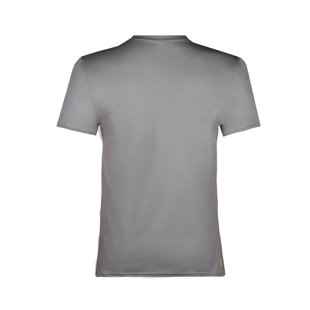 Evin Tech Round-Neck-Tee - grau/neon grün