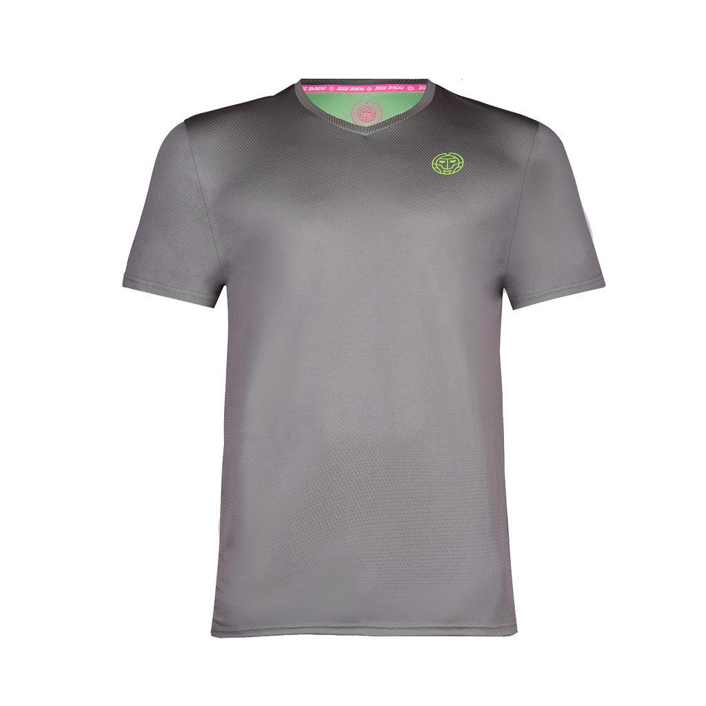 Evin Tech Round-Neck-Tee - grau/neon grün