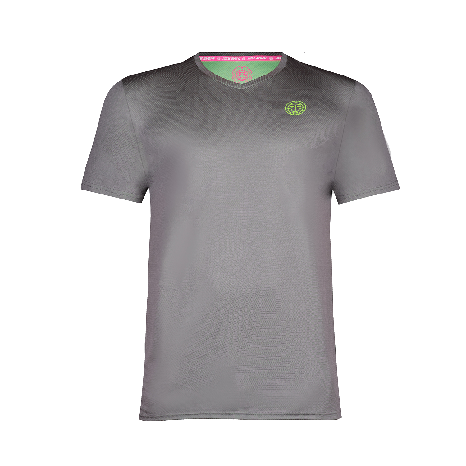 Evin Tech Round-Neck-Tee - grau/neon grün