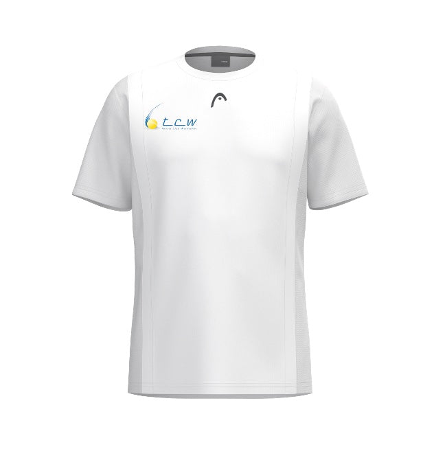T-shirt technique TC Wallisellen Club 25 pour hommes, blanc, avec impression