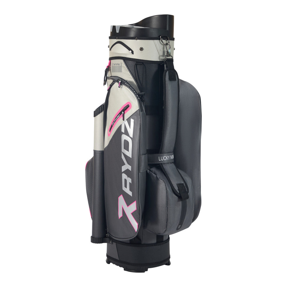 Lucky Nine Water-Resistant Cart Bag Charcoal/Silver/Pink