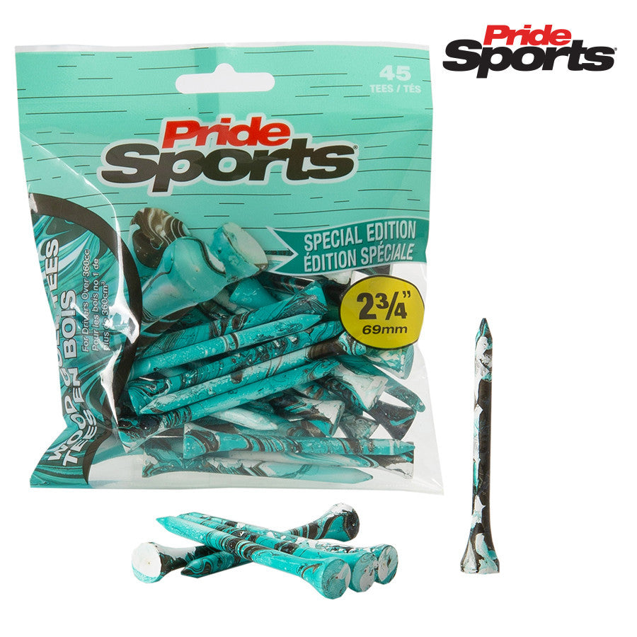 Pride Novelty Holztees Paint Splatter Türkis/Schwarz 2 3/4" 45er Pack
