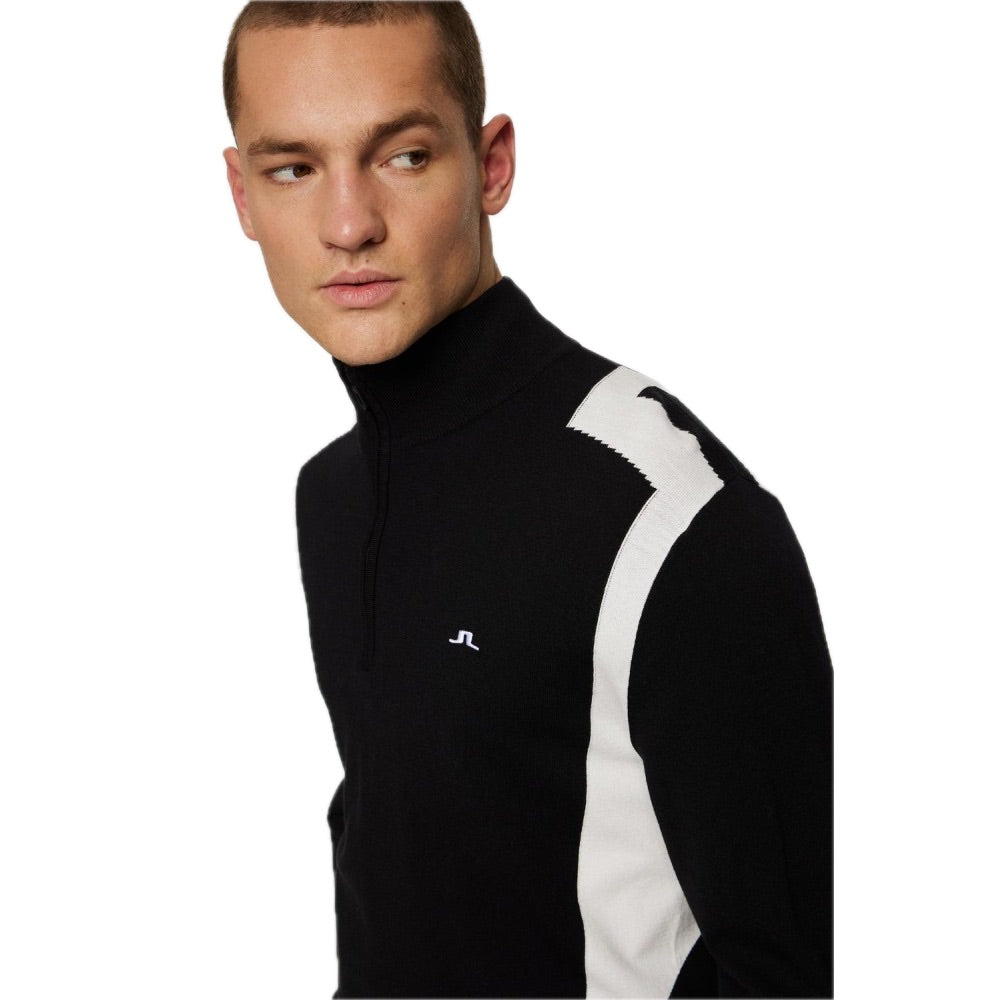 Maglione con zip in maglia Kendrick da uomo, blu navy