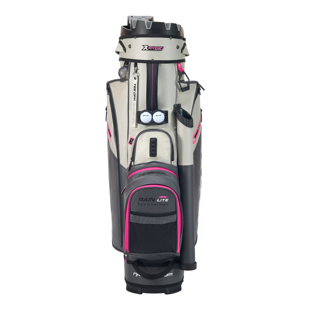Lucky Nine Water-Resistant Cart Bag Charcoal/Silver/Pink