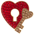 Marqueur de balle Sparkle Swarovski Crystal cœur et clé rouge