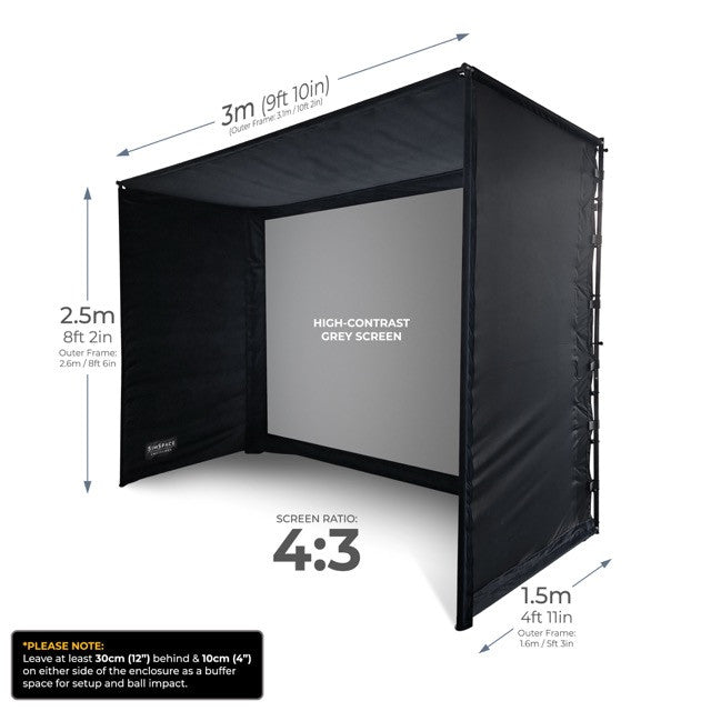 Golfsimulator Enclosure UltraMAX Grau 3 x 2,5 x 1,5 m