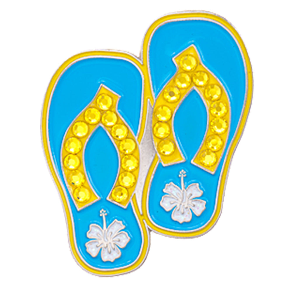 Style Swarovski Crystal Ballmarker Flip-Flops Blau-Gelb