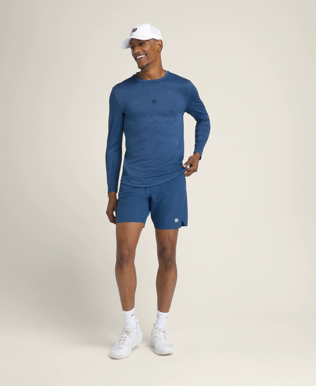 Maglietta Performance LS da uomo blu navy