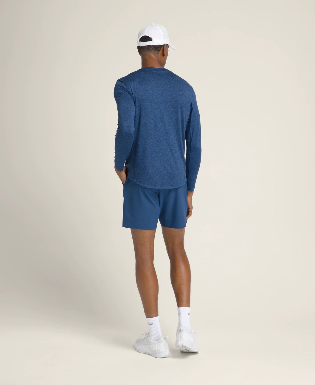 Maglietta Performance LS da uomo blu navy