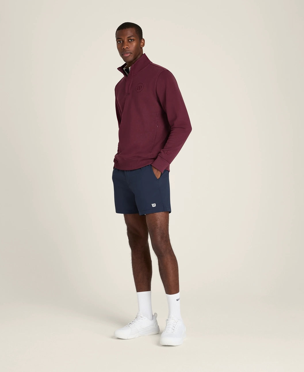 Sweat-shirt Club 1/2 Zip Mock Homme Rouge