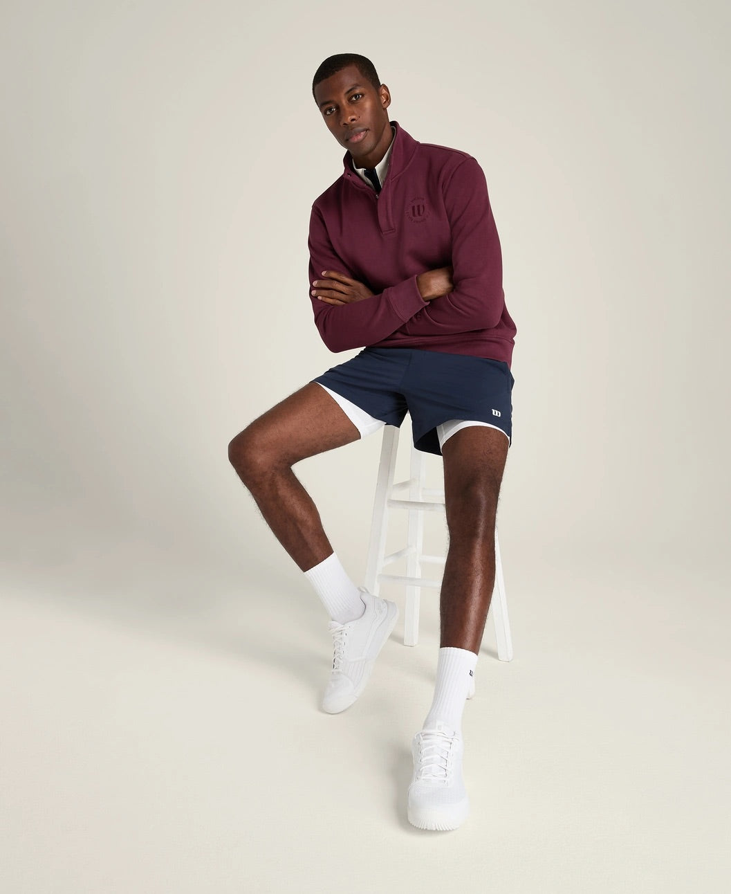 Sweat-shirt Club 1/2 Zip Mock Homme Rouge