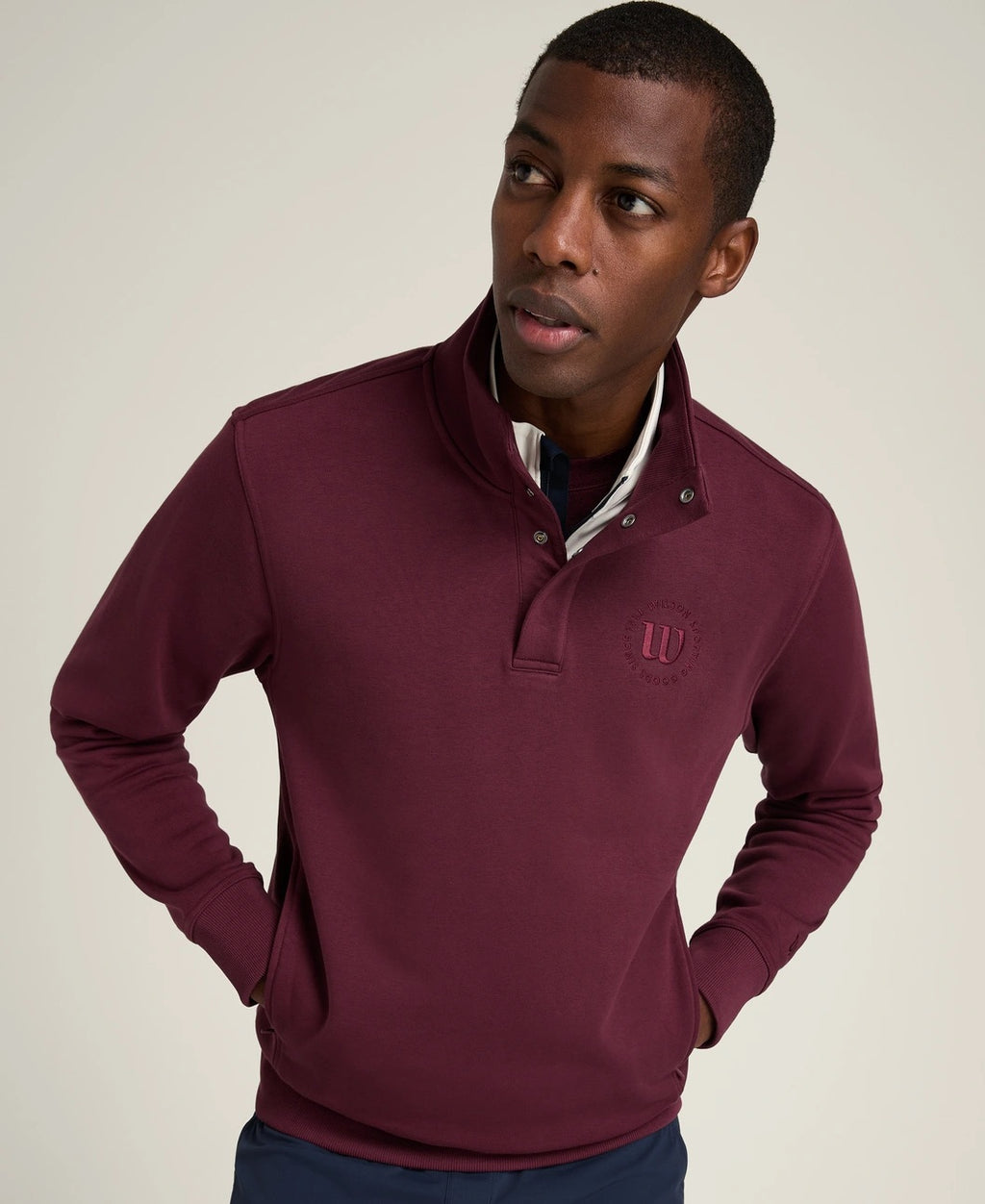 Sweat-shirt Club 1/2 Zip Mock Homme Rouge