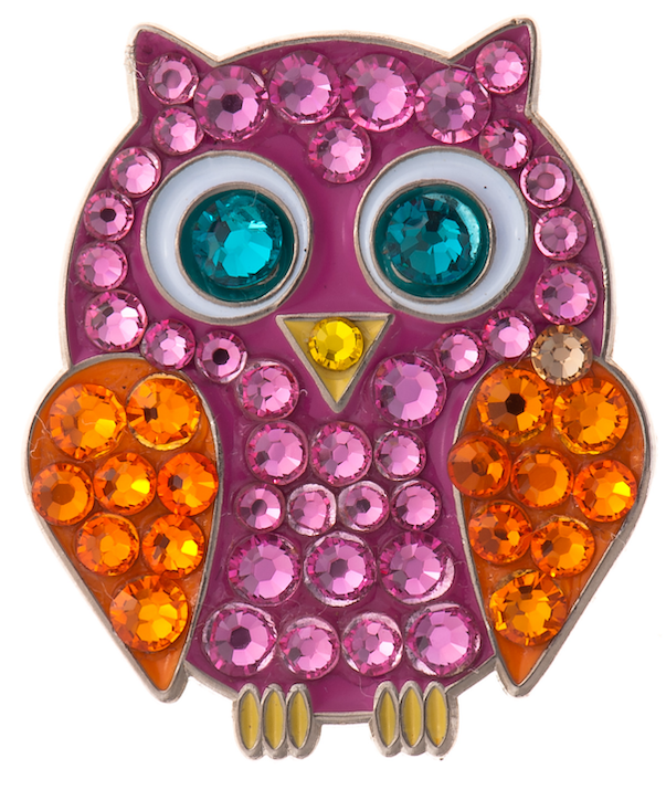 Marqueur de balle Style Swarovski Crystal hibou rose