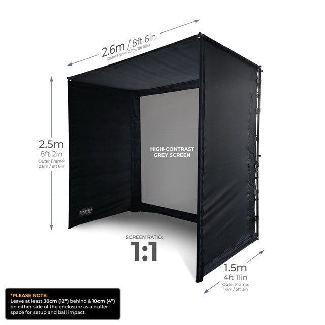 Golfsimulator Enclosure UltraMAX Grau 2,6 x 2,5 x 1,5 m