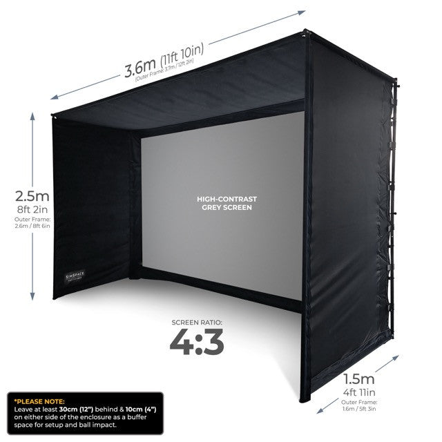 Golfsimulator Enclosure UltraMAX Grau 3,6 x 2,5 x 1,5 m