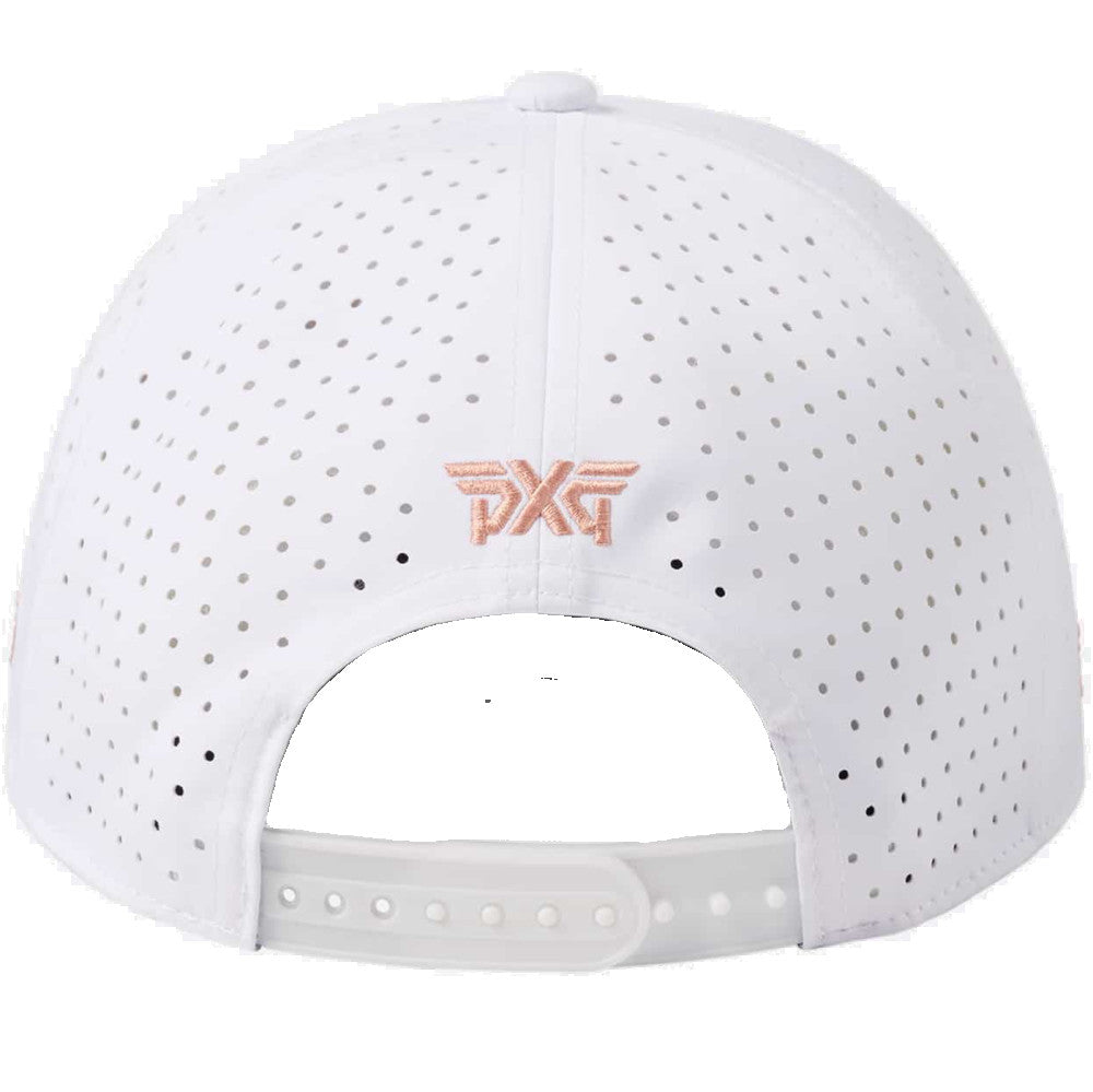 Dog Tag Structured Low Crown Snapback Cap Weiss/Orange