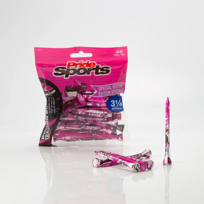 Pride Novelty Holztees Paint Splatter Pink/Schwarz 3 1/4" 45er Pack