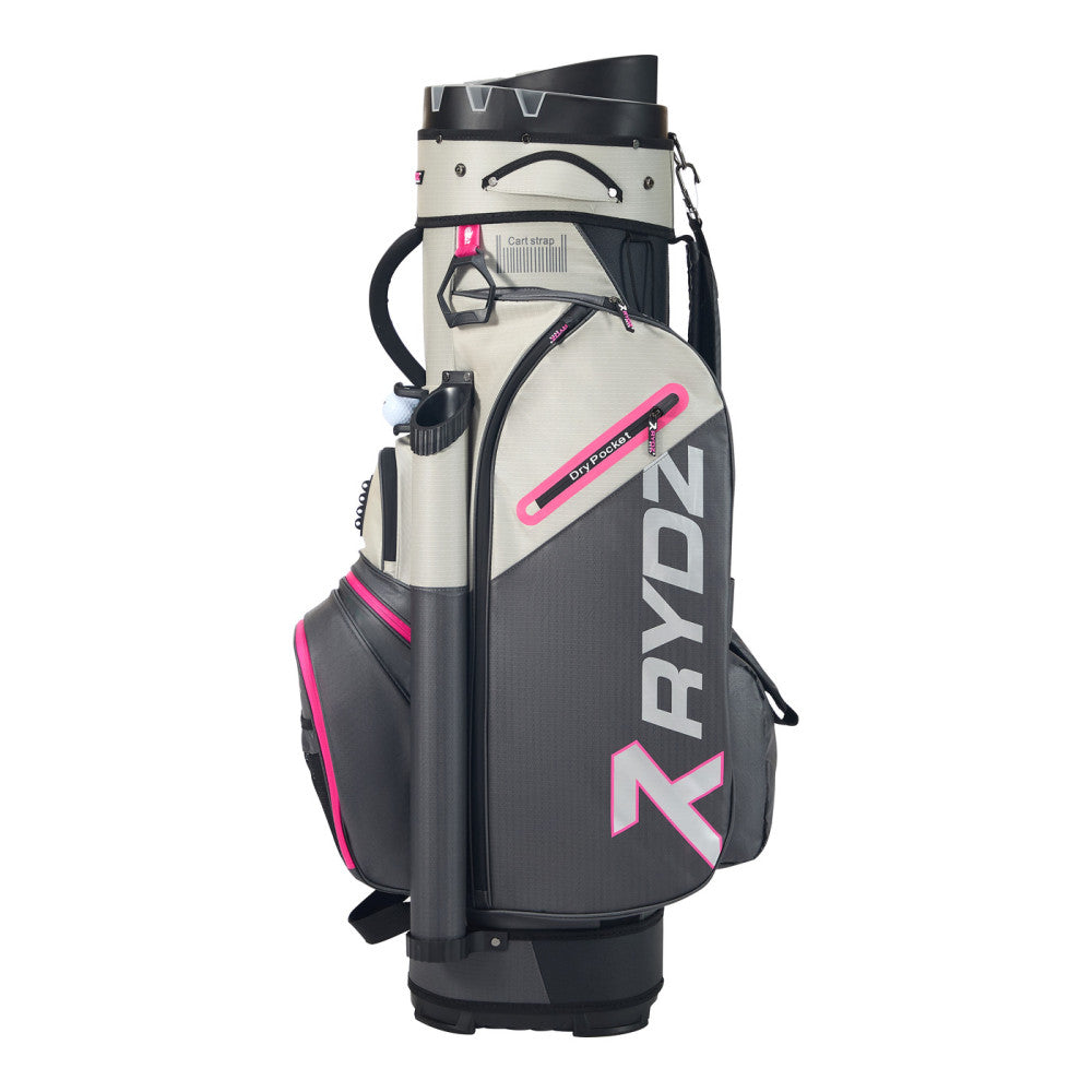 Lucky Nine Water-Resistant Cart Bag Charcoal/Silver/Pink
