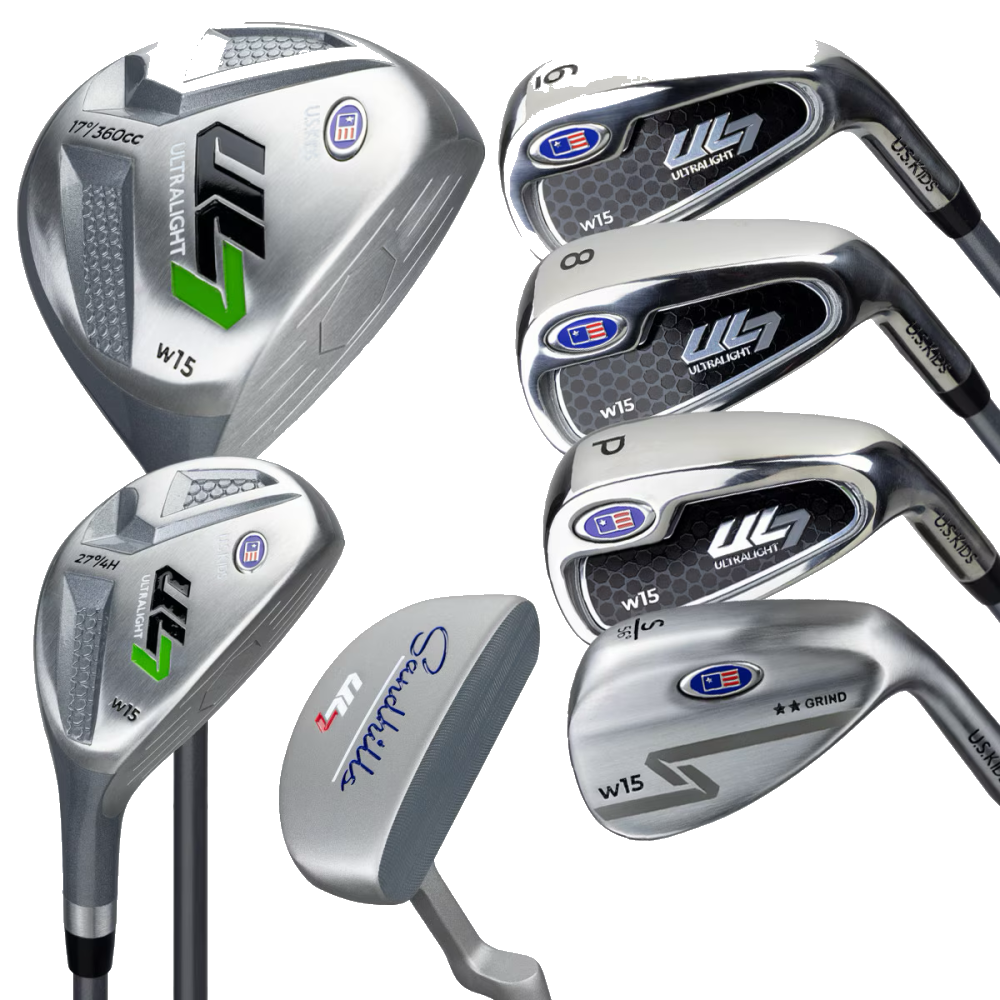 Kinder Golfset UL7 Set 57" (145–152 cm) 7 Schläger Grün, Produktbild 2, transparenter Hintergrund