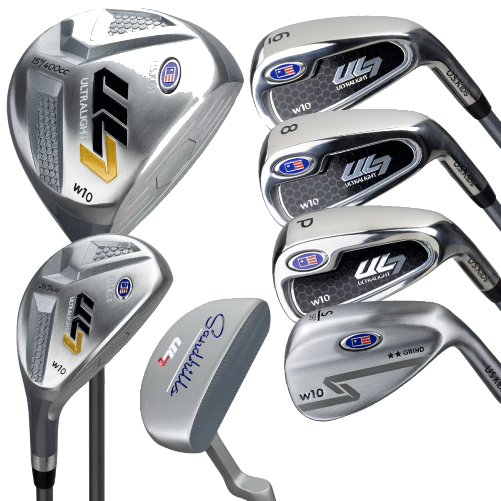 Kinder Golfset UL7 Set 63" (160–168 cm) 7 Schläger Gold, Produktbild 2, transparenter Hintergrund