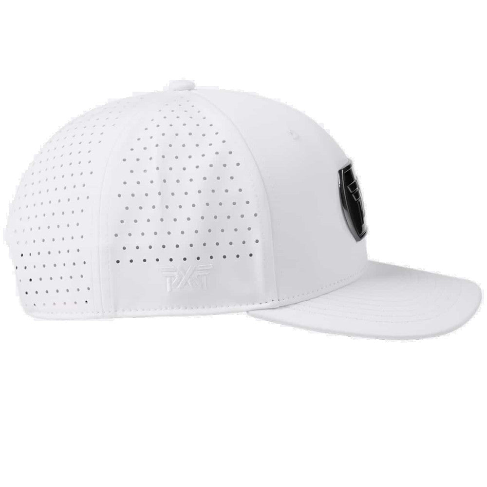Dog Tag Structured Low Crown Snapback Cap Weiss/Schwarz Chrom
