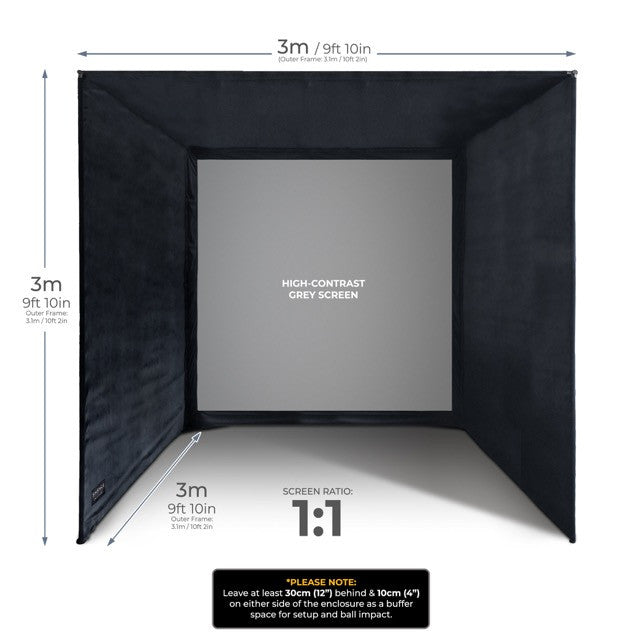 Golfsimulator Enclosure UltraMAX Grau 3 x 3 x 3 m