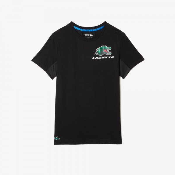 LACOSTE SPORT Tennis-T-Shirt mit Krokodilaufdruck schwarz
