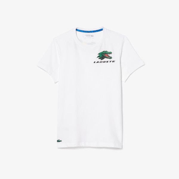 LACOSTE SPORT Tennis-T-Shirt mit Krokodilaufdruck weiss
